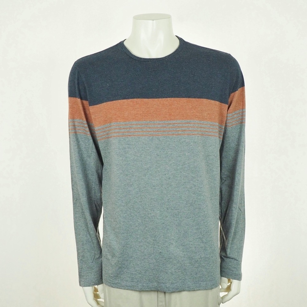 Marine Layer Tee Shirt Mens Large Heather Gray Blue Colorblock Crew Cotton Blend